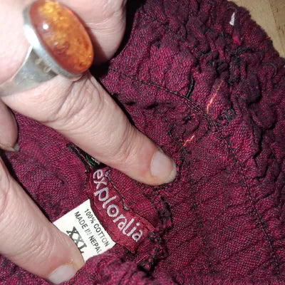 Sarouel court Nepalaya 100% coton – Bordeaux & orange – Taille XL