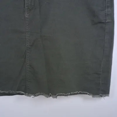 Jupe en jean kaki Kiabi – Taille 44 – Effet frangé