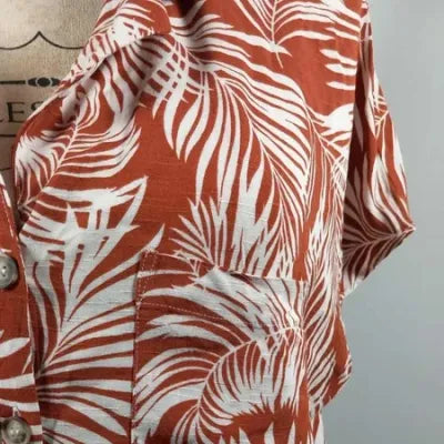 Petit Haut Fluide Primark - Taille 42 (XL) - Imprimé Tropical Terracotta & Blanc