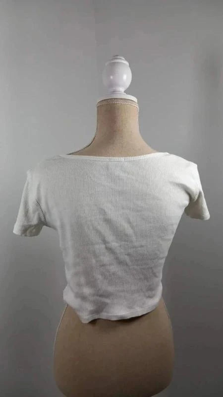 Crop Top Blanc Côtelé Zippé Fashion Studio – Taille 1 36