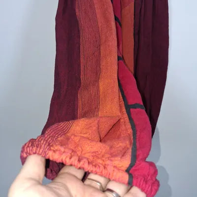 Sarouel court Nepalaya 100% coton – Bordeaux & orange – Taille XL