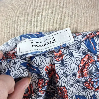 Promod blue & coral floral summer dress – Size 38/40 – Very good condition