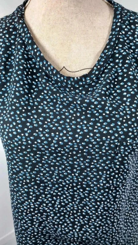 MANGO Fluid Polka Dot Top Navy & White - Size XS