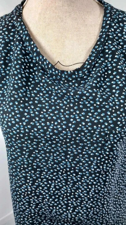 MANGO Fluid Polka Dot Top Navy & White - Size XS