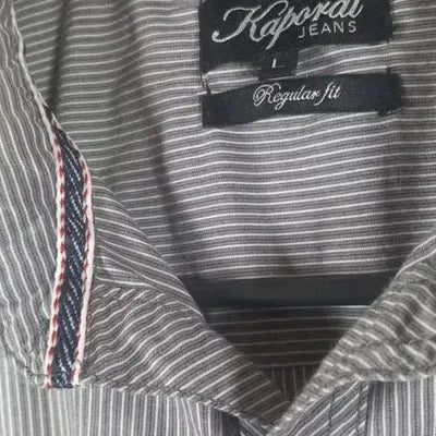 Men's Kaporal Jeans Grey & White Striped Shirt Size L - New