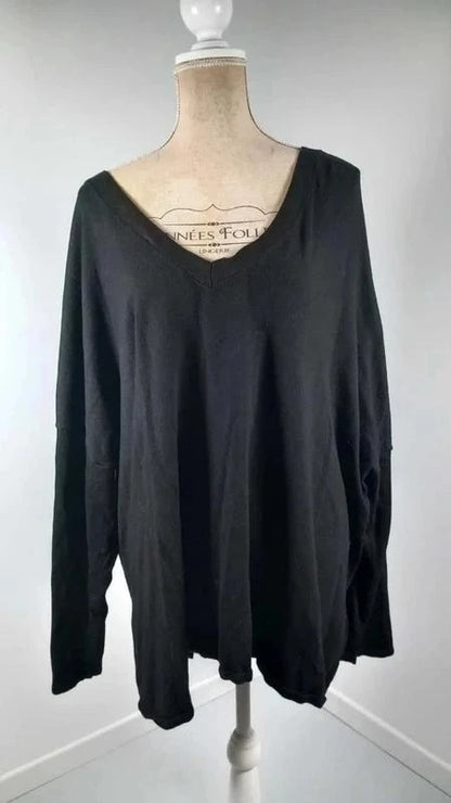 Pull Léger Noir – Détails Croisés au Dos – Neuf – Taille 58/60