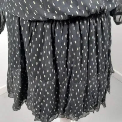 Fluid Short Dress BRÉAL - Black with Patterns - Size 42 (XL)