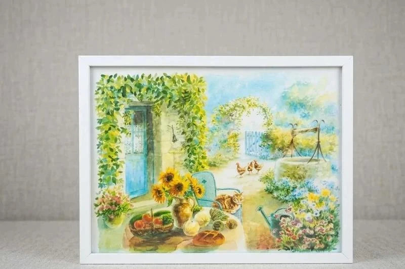 Tableau Aquarelle Originale - Danielle Lebeau - Scène de Campagne Provençale