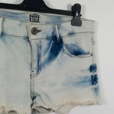 Blue & White Tie-Dye Denim Shorts – Festival Style – Size 14