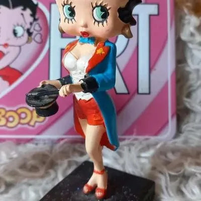 Lot of 3 Hand-Painted Resin Betty Boop Figurines + Enamel Plate – 15 cm