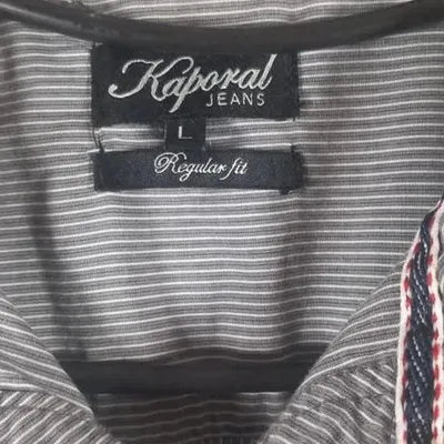 Men's Kaporal Jeans Grey & White Striped Shirt Size L - New