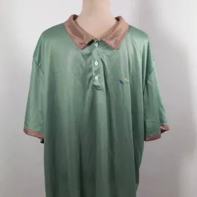 Polo Homme Neuf 4XL - Vert Sapin & Col Satiné Beige - Golf / Décontracté