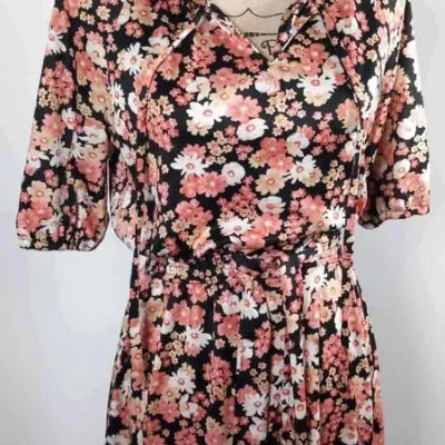 Robe mi-longue vintage fleurie neuve – Style Rétro/Romantique – Taille 38