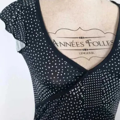 Robe Courte à Pois Cache-Cœur Made in France – Taille 38/40 – Neuve