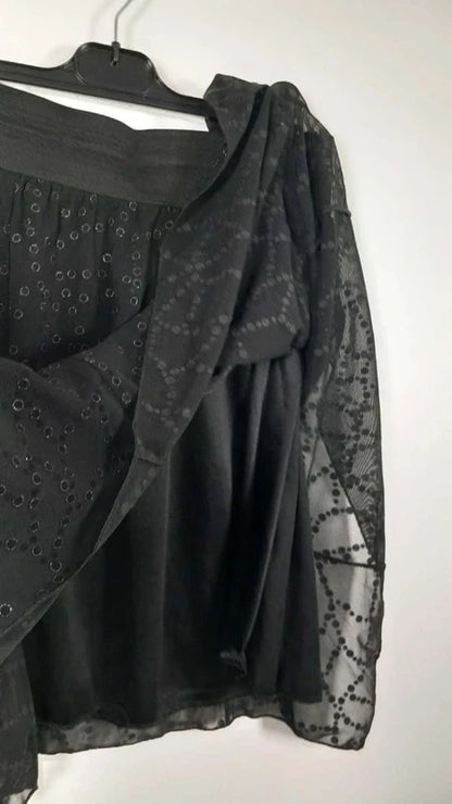 Jupe Noire en Tulle Ligne à suivre - Taille 42 - Coupe Asymétrique à Pointes