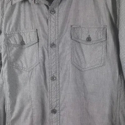 Men's Kaporal Jeans Grey & White Striped Shirt Size L - New
