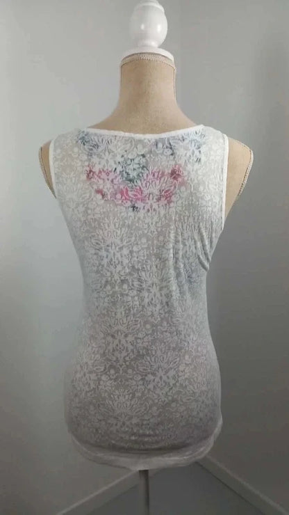 Romantic Floral Cami Top - Size M/L (UK 12/14) - Floral Print & Lace